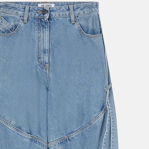 THE ATTICO Women's Asymmetrical Denim Cargo Pants Women BLUE